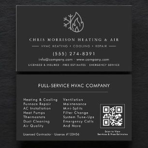 HLK-Dienstleistungen Schwarz Silber QR-Code Visitenkarte