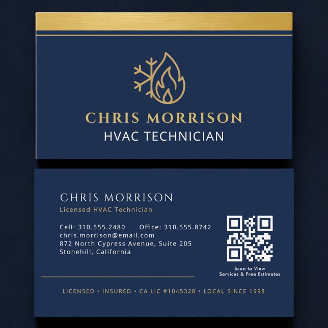 HLK-Unternehmens QR-Code in Navyblau Visitenkarte (Von Creator hochgeladen)