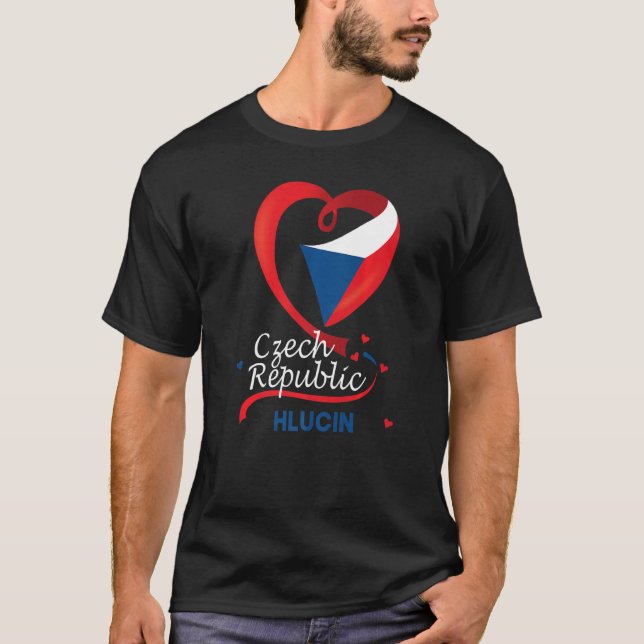 Hlucin Tschechien Herzenflagge Lötüberzug T-Shirt (Vorderseite)