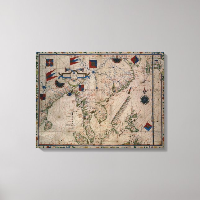 HM 41 Fernost aus einem portolanischen Atlas Leinwanddruck (Vorderseite)
