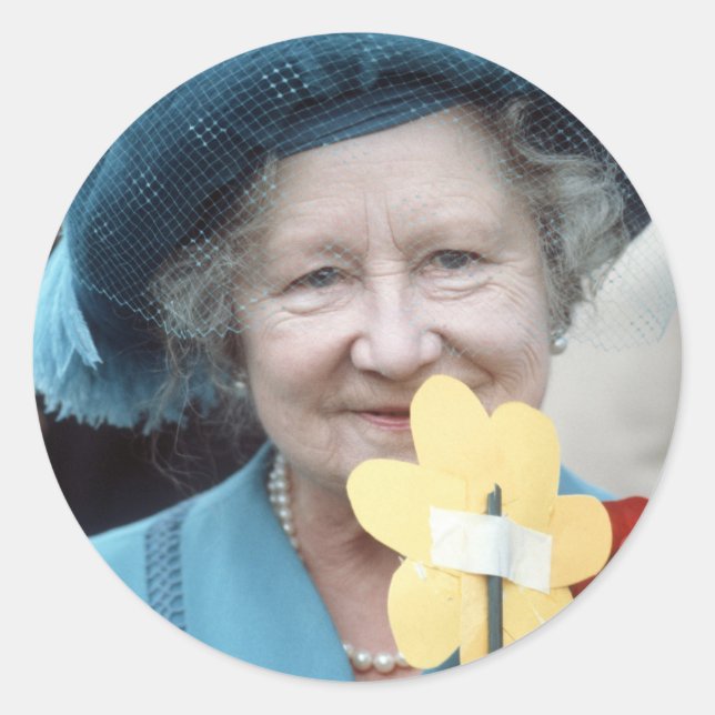 HM Königin Elisabeth, Die Königin Mutter 1984 Runder Aufkleber (Vorderseite)