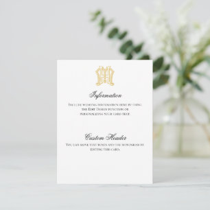 HM Monogramm- oder MH Monogramm-Informationskarte Einladung