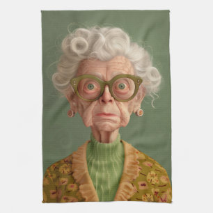 Hm? Oma Portrait Geschirrtuch