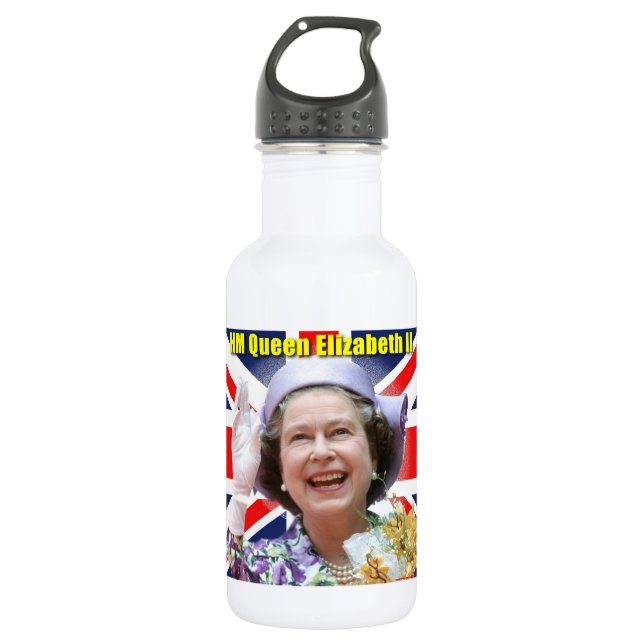 HM Queen Elizabeth II Edelstahlflasche (Vorderseite)