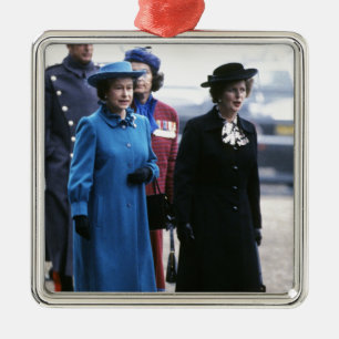HM Queen Elizabeth II-Margaret Thatcher Silbernes Ornament