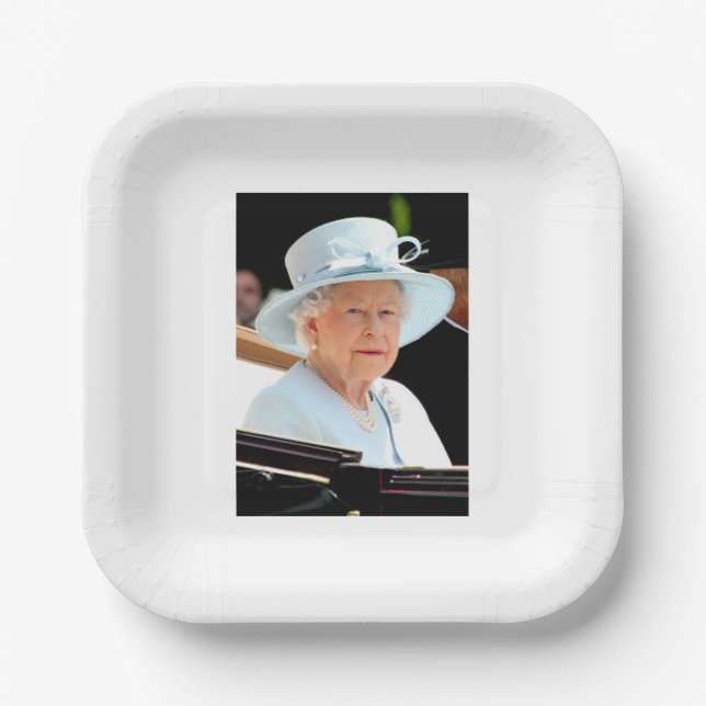 HM Queen Elizabeth II Papierplatte Pappteller (Vorderseite)