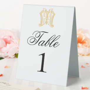 HM-Tafelzeichen für Monogramm oder MH-Monogramm Tischaufsteller