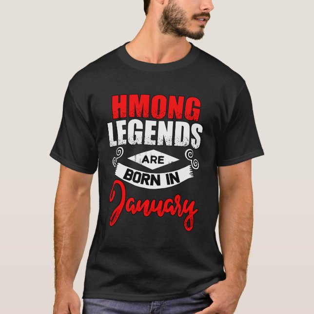Hmong Hmoob Januar Geburtstag T-Shirt Geschenk (Vorderseite)