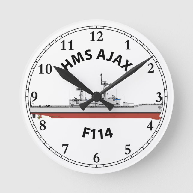 HMS AJAX - F114 LEANDER ORIG RUNDE WANDUHR (Vorderseite)