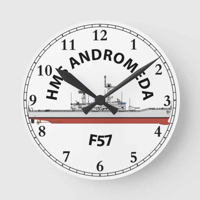 HMS ANDROMEDA - F57 - LEANDER ORIG RUNDE WANDUHR (Vorderseite)