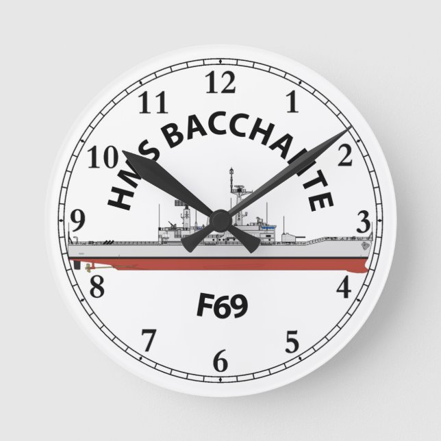 HMS BACCHANTE - F69 - LEANDER ORIG RUNDE WANDUHR (Vorderseite)