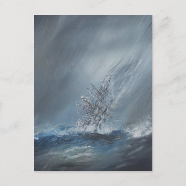 HMS-Beagle im Sturm vor Kap Horn 24. Dezember Postkarte (Vorderseite)