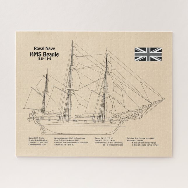HMS Beagle Tall Ship Blueprint SD (Horizontal)