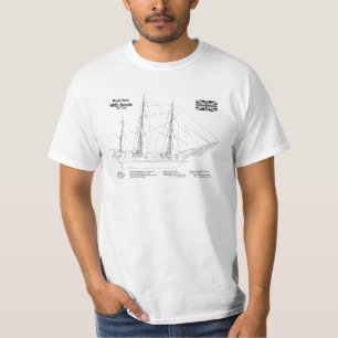 HMS Beagle Tall Ship Blueprint SD T-Shirt