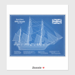 HMS Beagle Tall Ship - Schiffskopfdruck ABD Aufkleber