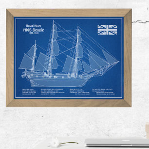 HMS Beagle Tall Ship - Schiffskopfdruck ABD Fotodruck