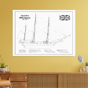HMS Beagle Tall Ship - Schiffskopfdruck BD Leinwanddruck