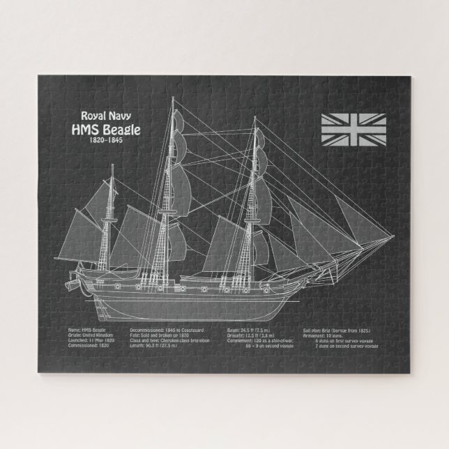 HMS Beagle Tall Ship - Schiffskopfdruck PBD (Horizontal)