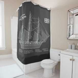 HMS Beagle Tall Ship - Schiffskopfdruck PBD Duschvorhang