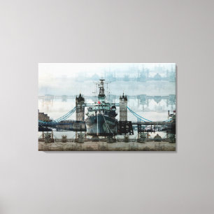 Hms Belfast an der Themse Leinwanddruck