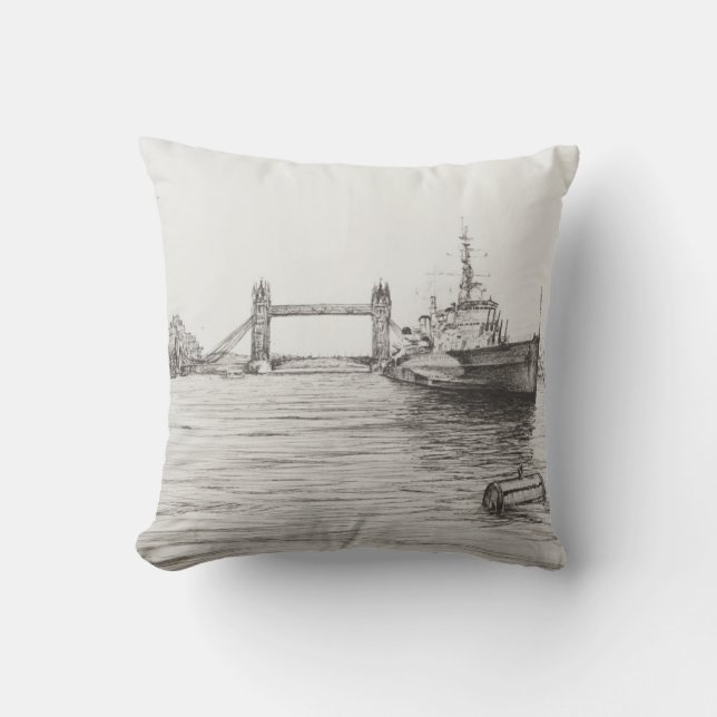 HMS Belfast auf der Themse London.2006 Kissen (Vorderseite)