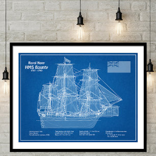 HMS Bounty - Pläne für den Schiffsbau ABD Fotodruck