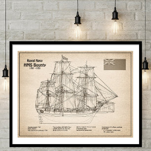 HMS Bounty - Pläne für ein Schiffskonzept SD Fotodruck