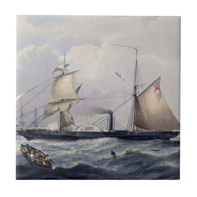 HMS Cyclops Frigate 1839 Fliese (Vorderseite)