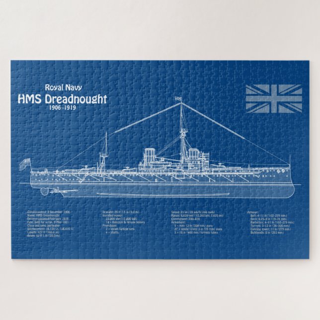 HMS Dreadnought - Ship Blueprint ABD (Horizontal)