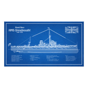 HMS Dreadnought - Ship Blueprint ABD Fotodruck
