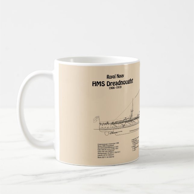 HMS Dreadnought - Ship Blueprint SD Kaffeetasse (Links)
