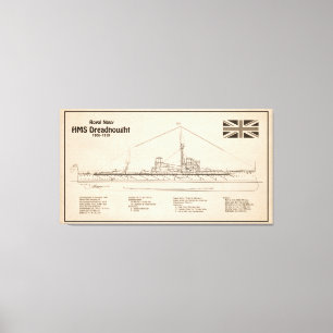 HMS Dreadnought - Ship Blueprint SD Leinwanddruck