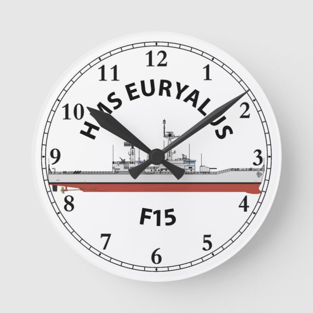 HMS EURYALUS - F15 - LEANDER ORIG RUNDE WANDUHR (Vorderseite)