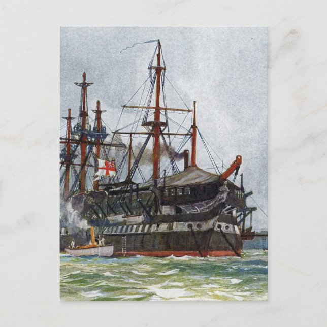 HMS Implacable ein 74-Kanonen-Schiff dritten Range Postkarte (Vorderseite)
