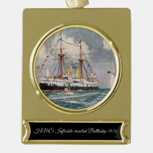 HMS Inflexible Panzerschiff Schlachtschiff 1876 Banner-Ornament Gold