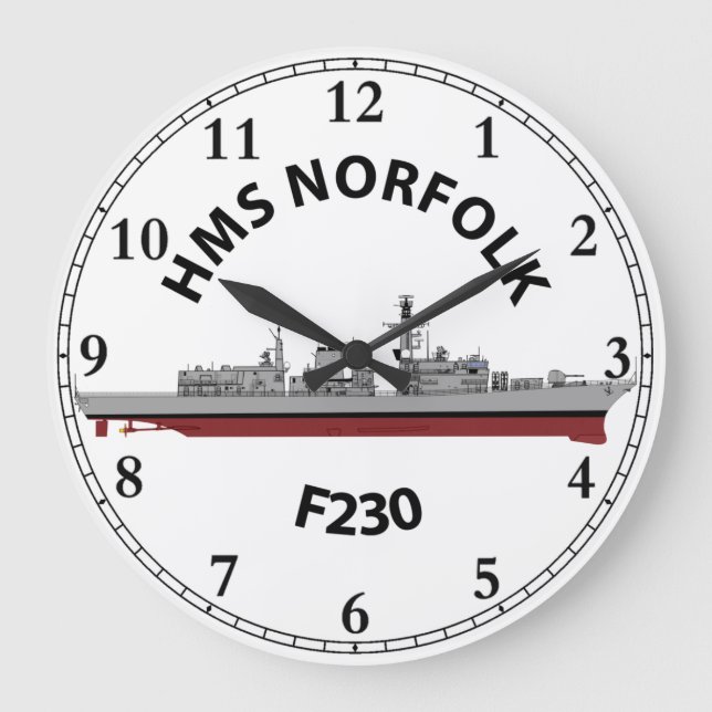 HMS NORFOLK - SCHALTFLÄCHE TYP 23 GROßE WANDUHR (Vorderseite)