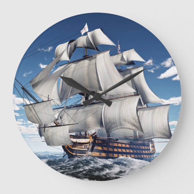 HMS Sieg, 3D computergenerierte Illustration. Große Wanduhr (Vorderseite)