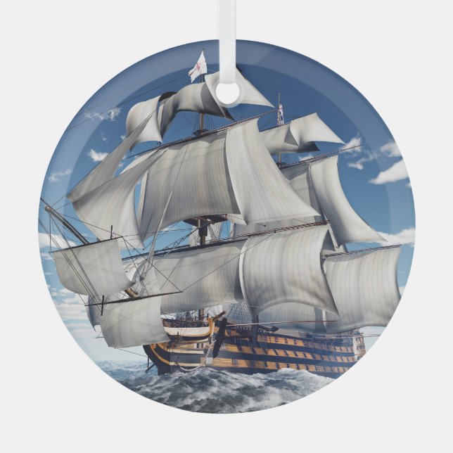 HMS Sieg, 3D computergenerierte Illustration. Ornament Aus Glas (Vorderseite)