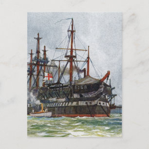 HMS Unversöhnlich ein Schiff mit 74 Kanonen und dr Postkarte