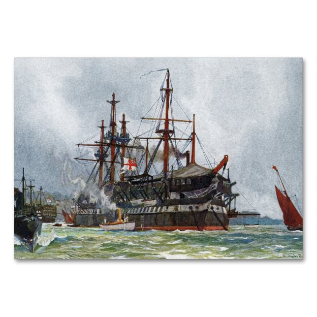 HMS Unversöhnlich ein Schiff mit 74 Kanonen und dr Tischnummer (Vorderseite)