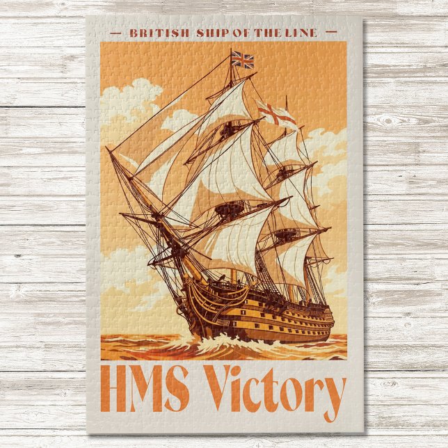 HMS Victory Poster Ikonisches britisches Liniensch (HMS Victory Poster Iconic British Ship of the Line. Jigsaw Puzzle)