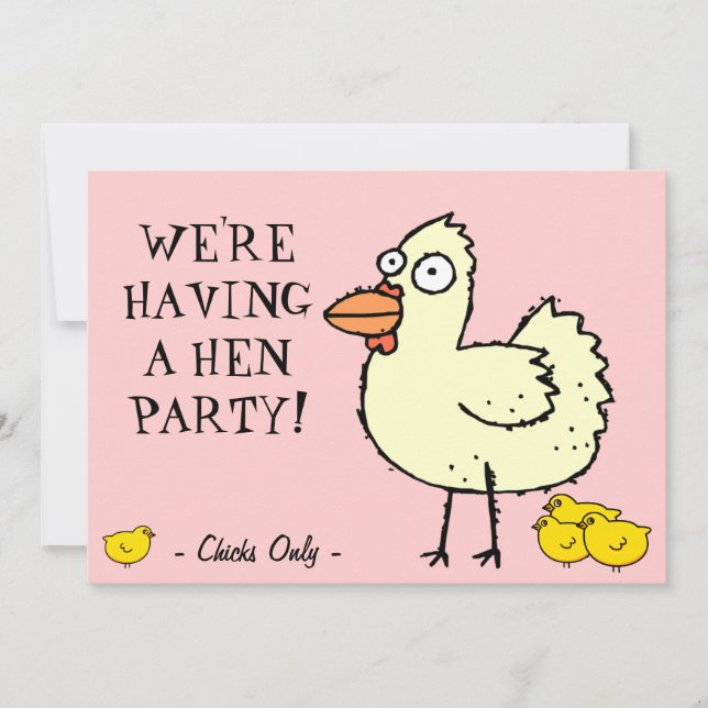 Hn Party! Einladen von Küken zum Junggeselinnen-Ab Einladung (Vorderseite)