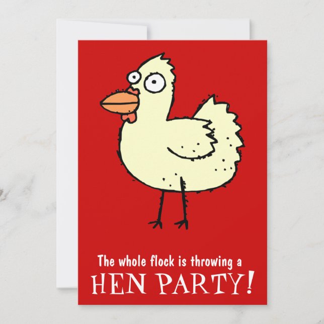 Hn Party! White Hen Junggeselinnen-Abschied Einlad Einladung (Vorderseite)