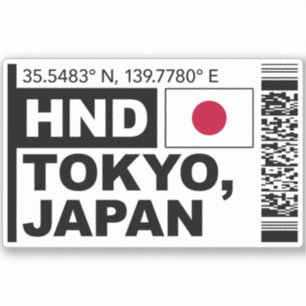 HND Tokio Bordkarte - Japan Reise Aufkleber