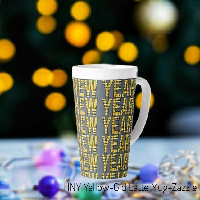 HNY Yellow-Gld Latte-Tasse Milchtasse (Von Creator hochgeladen)