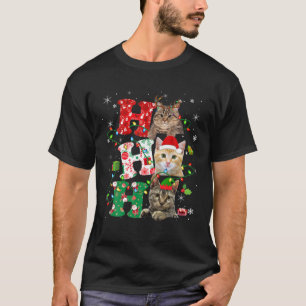 Ho3 Funny Christmas Lights Santa Elf Rentier Cat T-Shirt