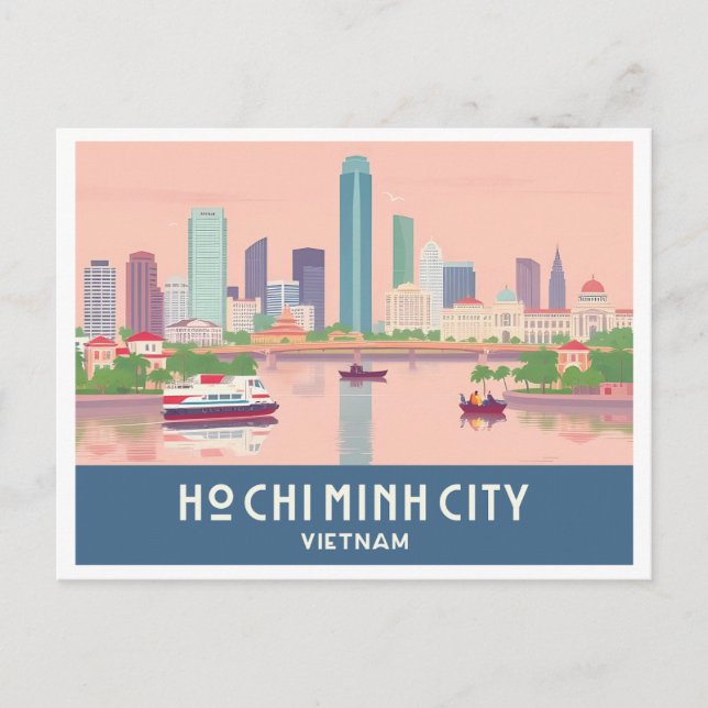 Ho Chi Minh City Vietnam Pastel Travel - Saigon Postkarte (Vorderseite)