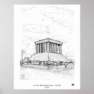 Ho Chi Minh Mausoleum Hanoi Vietnam Illustration Poster