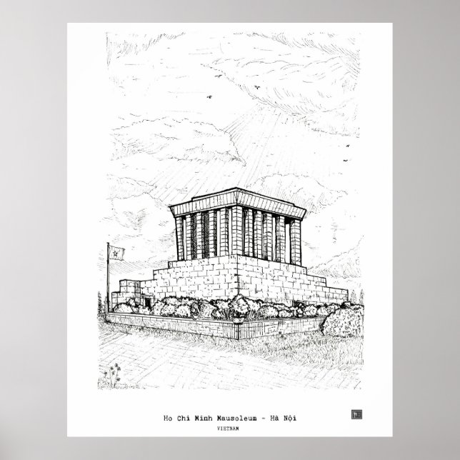 Ho Chi Minh Mausoleum Hanoi Vietnam Illustration Poster (Vorne)