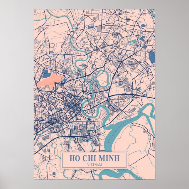 Ho Chi Minh - Vietnam Breezy City Map Poster (Vorne)